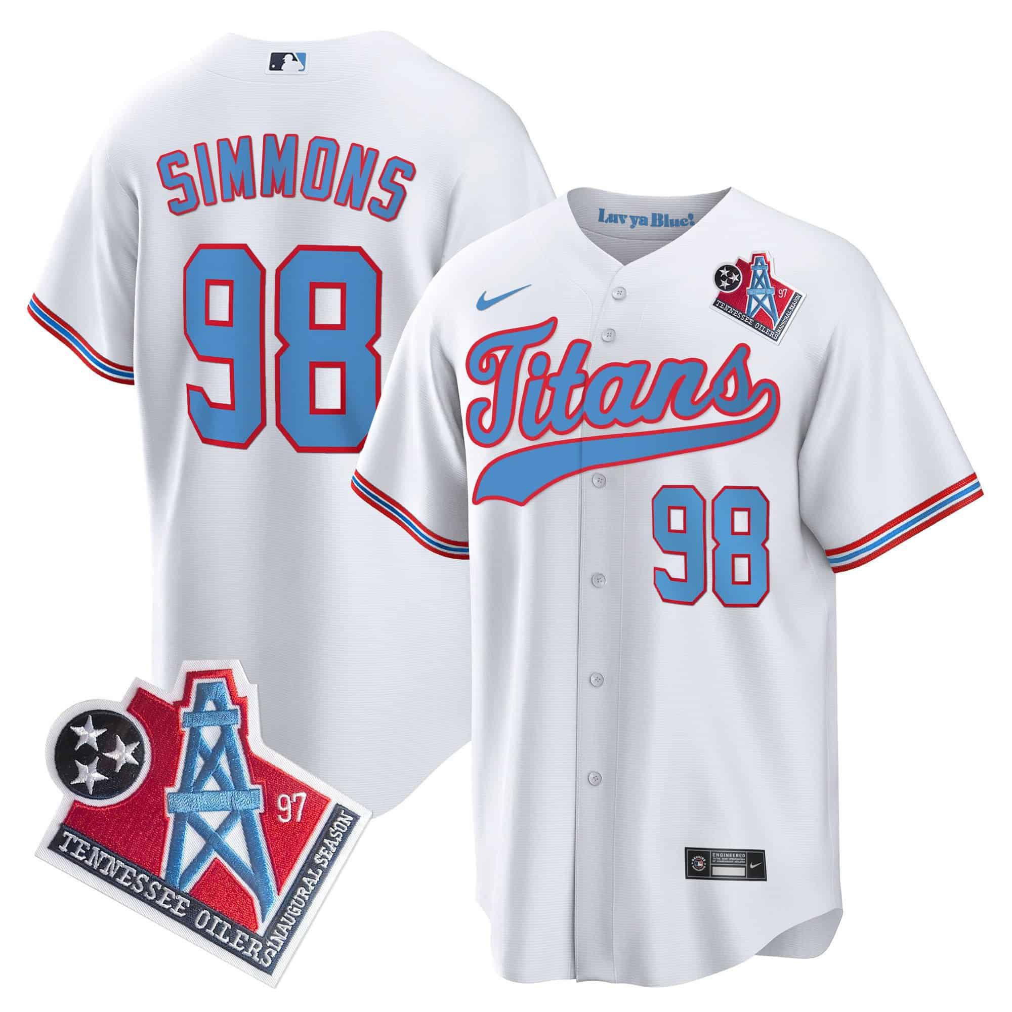 Men Tennessee Titans #98 Simmons White Nike 1997 Throwback Limited Cool Base NFL Jersey
